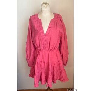 Exquise Margaret Pink Ruffle Mini Long Sleeve Dress New With Tags US 4